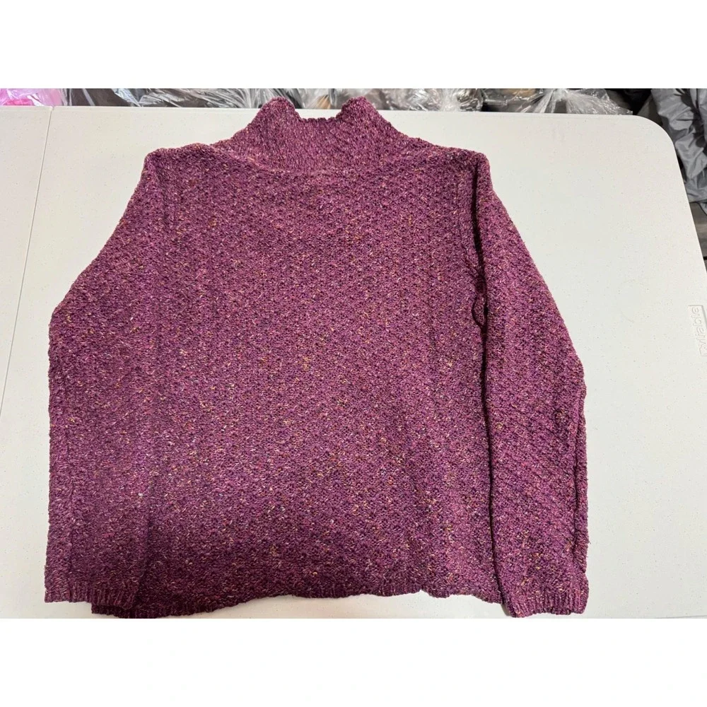 Coldwater Creek Womens Sweater Small Purple Pink Boucle Knit Textured Pullover k